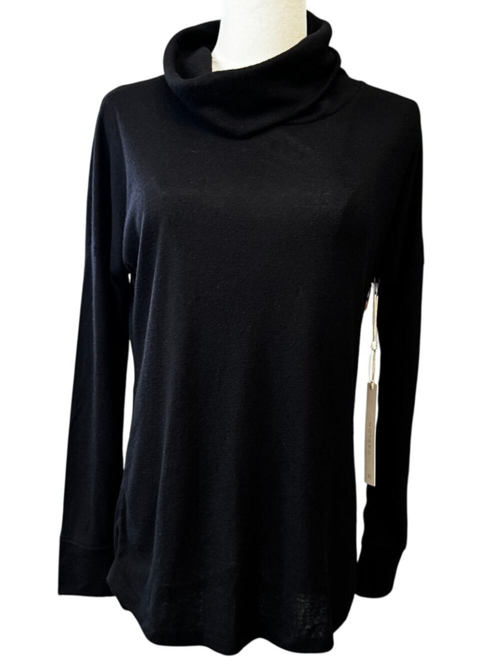 New CASLON NORDSTROM Women's Black Turtleneck Tunic Sweater Size S